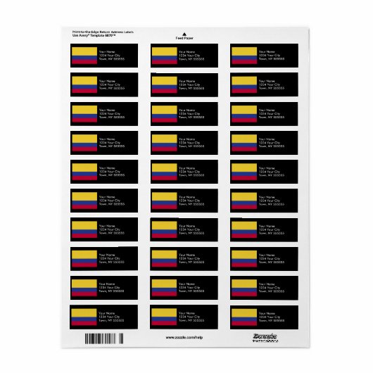 Colombiaanse vlag etiket (Full Sheet)