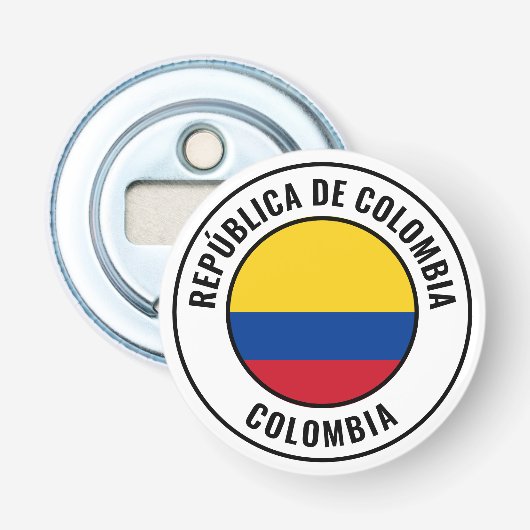 Colombiaanse vlag: groots patriottische bottenopen button flesopener (Voorkant)