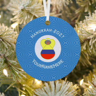 Colombiaanse Vlag Hanukkah Engel Abuela Naam Jaar Metalen Ornament