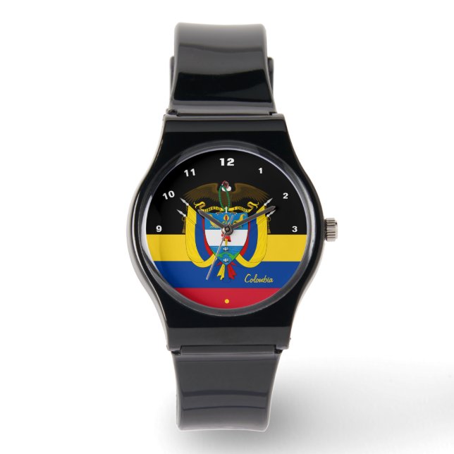 Colombiaanse vlag horloge, Embleem, Colombia / spo Horloge (Voorkant)