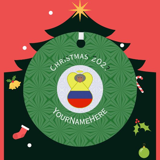 Colombiaanse vlag Kerstmis Engel Abuela Metalen Ornament