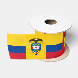 Colombiaanse vlag lint, embleem, hart, Colombia Satijnen Lint