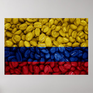 Colombiaanse vlag met koffie poster