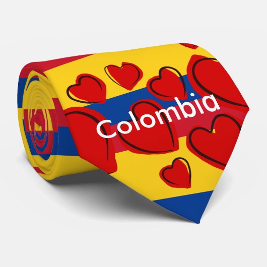 Colombiaanse vlag met rood hart stropdas (Opgerold)