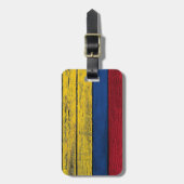 Colombiaanse vlag met ruw houtachtig effect bagagelabel (Voorkant verticaal)