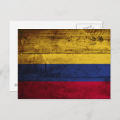 Colombiaanse vlag op oude houten korrel briefkaart (Voorkant / Achterkant)