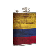 Colombiaanse vlag op oude houten korrel heupfles (Rechts)