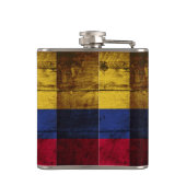 Colombiaanse vlag op oude houten korrel heupfles (Achterkant)