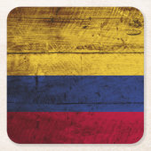 Colombiaanse vlag op oude houten korrel kartonnen onderzetters (Voorkant)