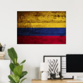 Colombiaanse vlag op oude houten korrel poster (Thuiskantoor)