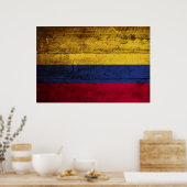 Colombiaanse vlag op oude houten korrel poster (Keuken)