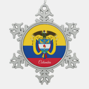 Colombiaanse vlag tin sneeuwvlok ornament