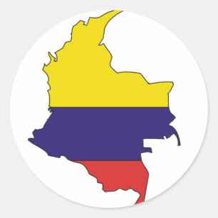 Colombiaanse vlagkaart ronde sticker