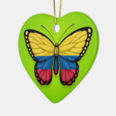 Colombiaanse vlindervlag op groen keramisch ornament (Links)