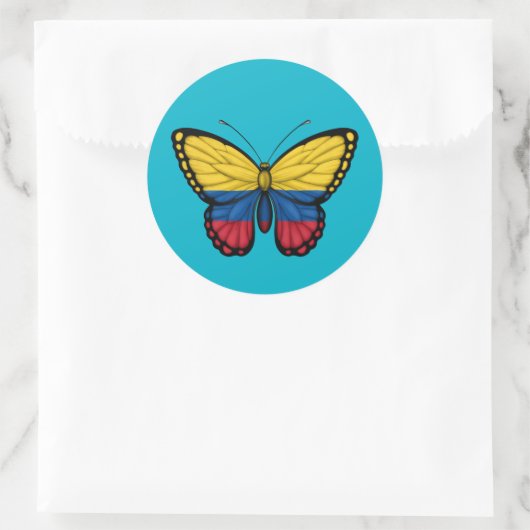 Colombiaanse vlindervlag ronde sticker (Tas)