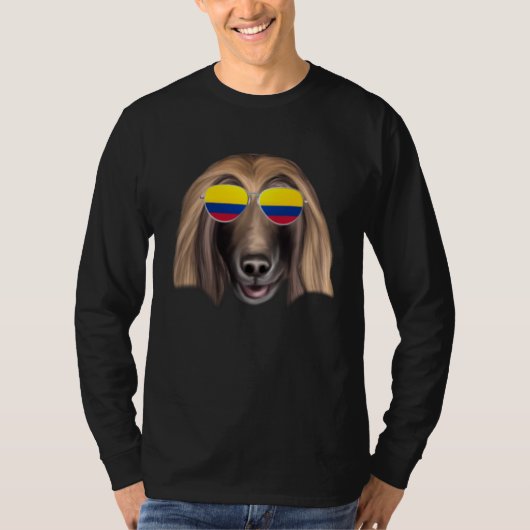 Colombian Flag Afghan Hound Dog Colombia Pocket T-shirt (Voorkant)