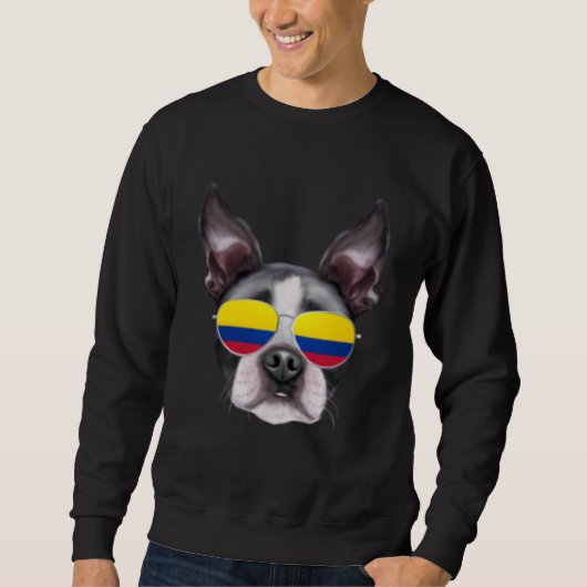 Colombian Flag Boston Terrier Dog Colombia Pocket Trui (Voorkant)