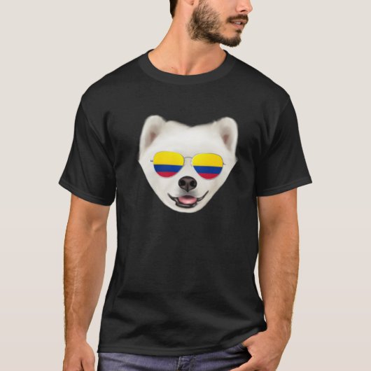 Colombian Flag Samoyed Dog Colombia Pocket T-shirt (Voorkant)