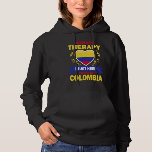 Colombian Flag Vacation Therapy Funny Colombia Hoodie (Voorkant)