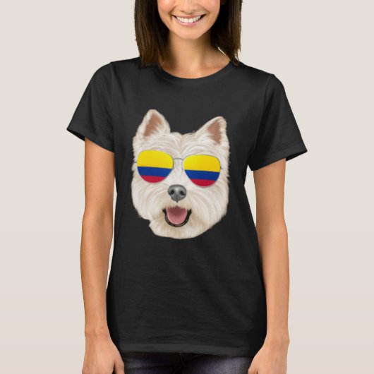 Colombian Flag West Highland White Terrier Dog Poc T-shirt (Voorkant)