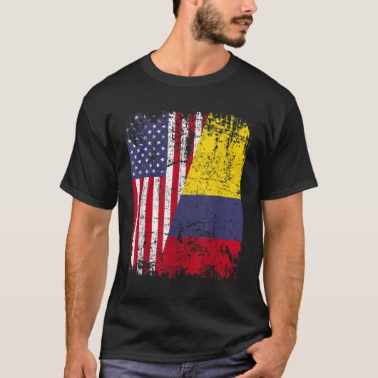 COLOMBIAN ROOTS Half-American Flag COLOMBIA T-shirt (Voorkant)