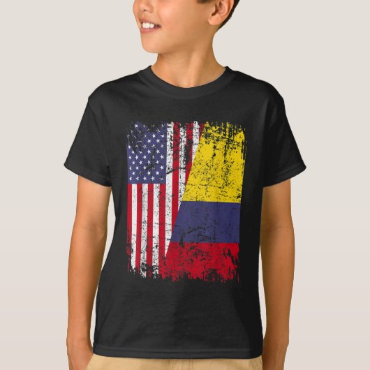 COLOMBIAN ROOTS Half-American Flag COLOMBIA T-shirt (Voorkant)