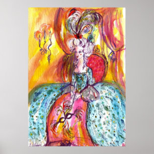 COLOMBINA, LADY MET MASK Venetian Masquerade Poster