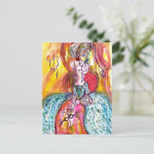 COLOMBINA LADY MET MASKVENETIAN MASQUERADE BRIEFKAART (Staand voorkant)