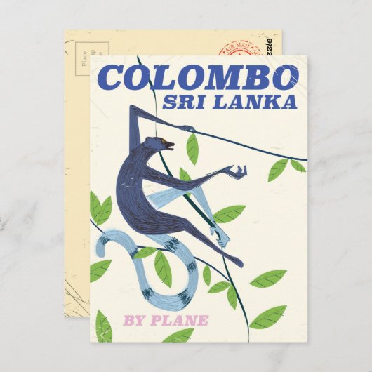 Colombo Sri Lanka —  reisposter Briefkaart (Voorkant / Achterkant)