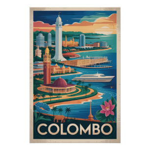 Colombo Sri Lanka Retro Reisposter Kunst Perfect Poster