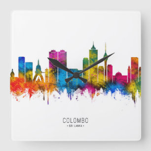 Colombo Sri Lanka Silhouet Vierkante Klok
