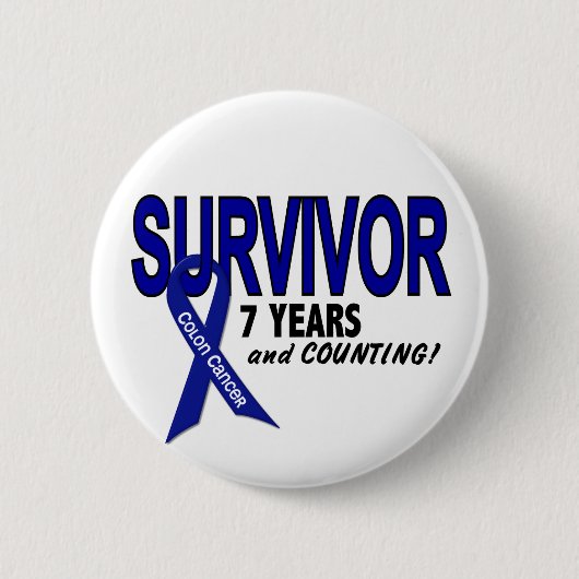 Colon Cancer 7 jaar overleving Ronde Button 5,7 Cm (Voorkant)