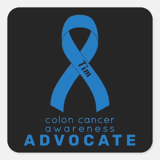 Colon Cancer Advocate Black Square Sticker (Voorkant)