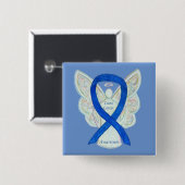 Colon Cancer Angel Blue Awareness Ribbon Art Pin Vierkante Button 5,1 Cm (Voorkant /achterkant)