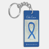 Colon Cancer Awareness Blue Ribbon Angel Sleutelha Sleutelhanger (Voorkant Links)
