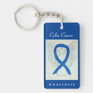 Colon Cancer Awareness Blue Ribbon Angel Sleutelha Sleutelhanger