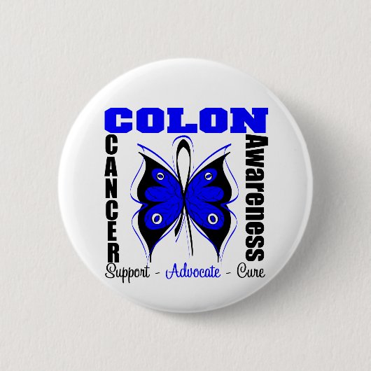 Colon Cancer Awareness Butterfly Ronde Button 5,7 Cm (Voorkant)