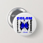 Colon Cancer Awareness Butterfly Ronde Button 5,7 Cm (Voorkant /achterkant)