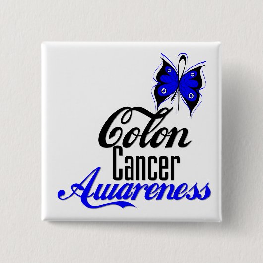Colon Cancer Awareness Butterfly Vierkante Button 5,1 Cm (Voorkant)
