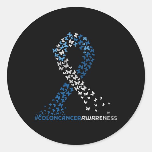 Colon Cancer Awareness Colonoscopy Blue Ribbon Ronde Sticker (Voorkant)