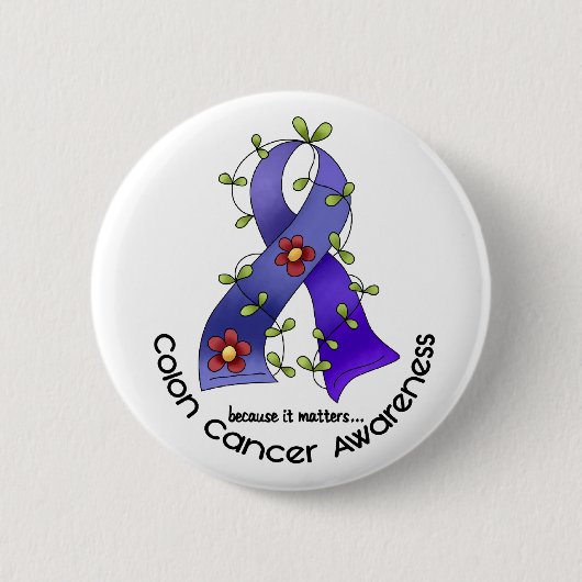 Colon Cancer Awareness FLOWER RIBBON 1 Ronde Button 5,7 Cm (Voorkant)