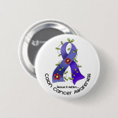 Colon Cancer Awareness FLOWER RIBBON 1 Ronde Button 5,7 Cm (Voorkant /achterkant)
