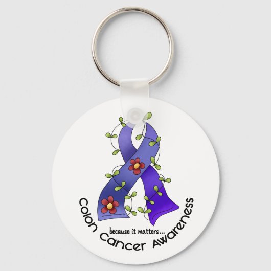 Colon Cancer Awareness FLOWER RIBBON 1 Sleutelhanger (Voorkant)