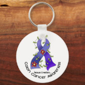 Colon Cancer Awareness FLOWER RIBBON 1 Sleutelhanger (Voorkant)
