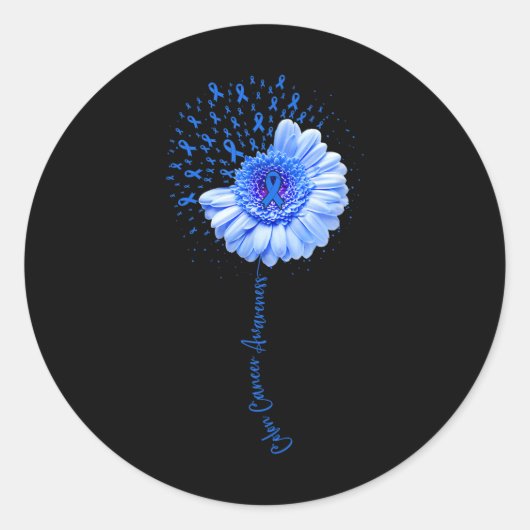 Colon Cancer Awareness Flower Survivor Fighter Ronde Sticker (Voorkant)