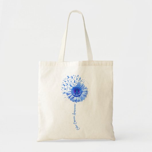 Colon Cancer Awareness Flower Survivor Fighter Tote Bag (Voorkant)