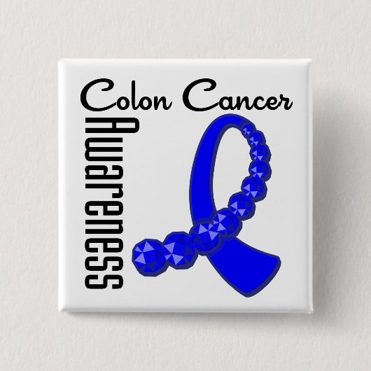 Colon Cancer Awareness Gemstone Ribbon Vierkante Button 5,1 Cm (Voorkant)