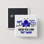 Colon Cancer Awareness Maand Bee 1.1 Vierkante Button 5,1 Cm (Voorkant /achterkant)