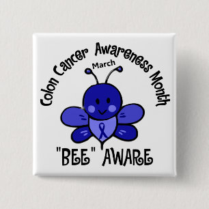 Colon Cancer Awareness Maand Bee 1.2 Vierkante Button 5,1 Cm