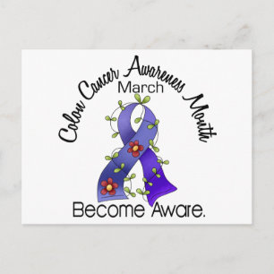 Colon Cancer Awareness Month Flower Ribbon 2 Briefkaart